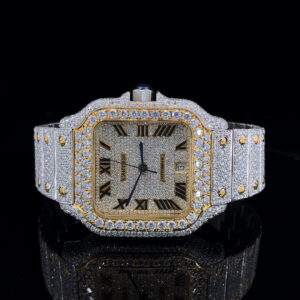 Icedout Vvs1 Moissanite Watch/Silver with Moissanite Bezal/Pass Tester Moissanite/Luxury Watches /Vvs Watch