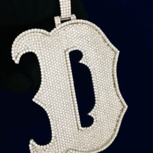 IcedOut Customized  " D PENDANT " 925 Sterling Silver/Vvs1 Moissanite Stones/Pass Tester Moissanite Stones