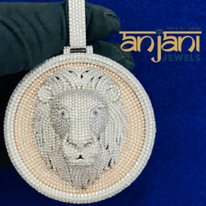 IcedOut Customized  " LION " 925 Sterling Silver/Vvs Moissanite Stones/Pass Tester Moissanite Stones