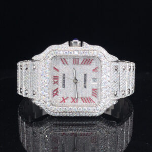Icedout Vvs1 Moissanite Watch/Silver with Moissanite /Pass Tester Moissanite/Luxury Watches /Vvs Watch