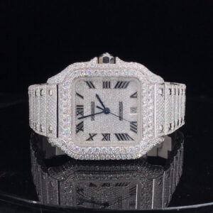 Icedout Vvs1 Moissanite Watch/Silver with Moissanite /Pass Tester Moissanite/Luxury Watches /Vvs Watch