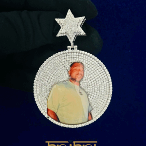IcedOut Customized " MEMORY PENDANT " 925 Sterling Silver/Vvs1 Moissanite Stones/Pass Tester Moissanite Stones/ Rope Chain Free