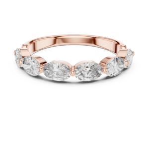 Oval Cut Moissanite Engagement Band, White Gold Vintage-Inspired Diamond Accents
