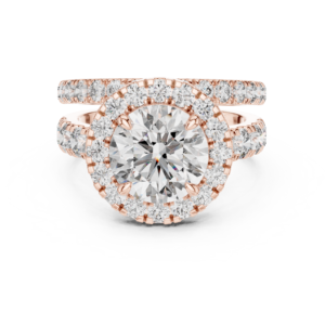 Round Cut Moissanite Engagement Ring with Diamond Accents in White Gold