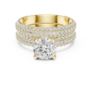 Round Cut Moissanite Engagement Ring, Vintage-Inspired White Gold with Diamond Accents