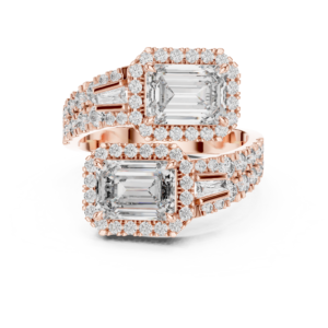 Emerald Cut Moissanite Engagement Ring with Diamond Accents – Ideal for Weddings, Anniversaries, Proposals